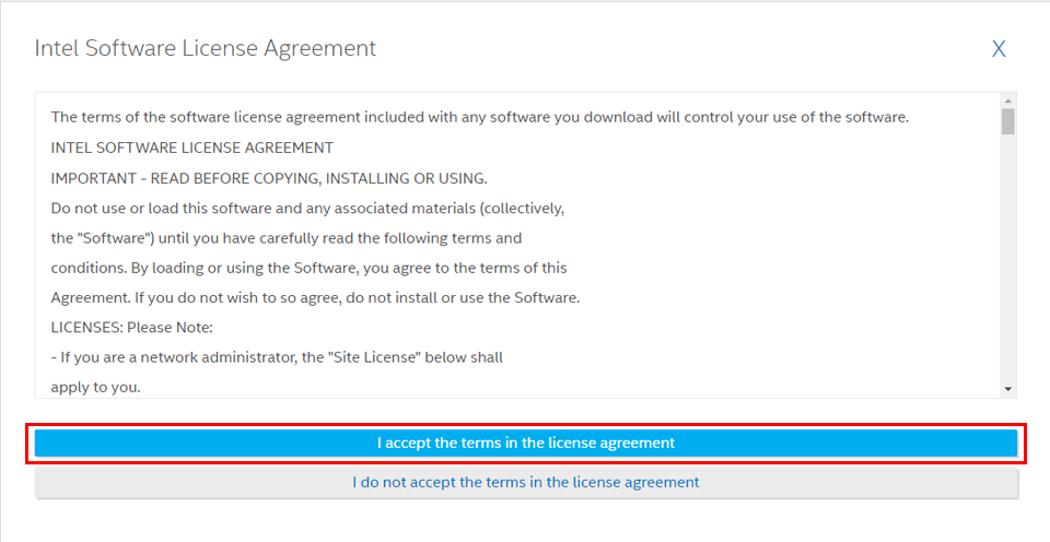 NVM Update Utility for Intel agreement